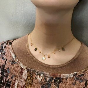 Diamonds gold and gemstone necklace